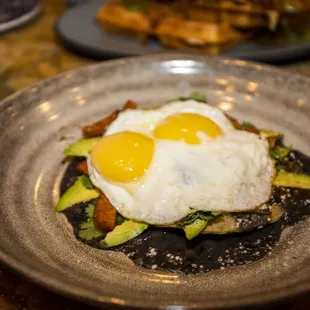 Huevos Rancheros: Sunny Side Up Eggs, with Vegetables.