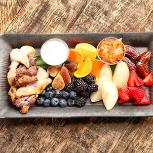 Fruit Platter: Chef's Selection of the Season Freshest Fruit, Honey &amp; Blueberry Yogurt