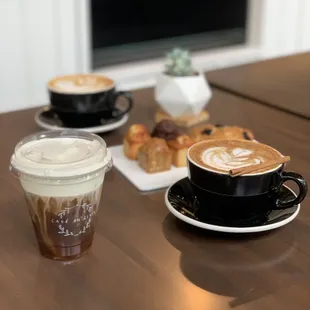 Cloud cold brew, Spanish Latte, Financiers and blueberry scone