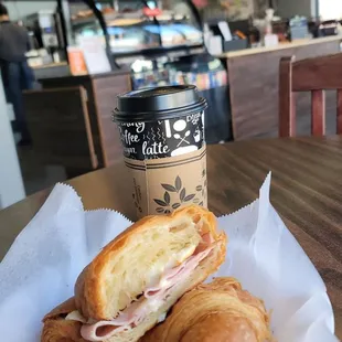 Ham, egg and cheese Croissant Sandwich.