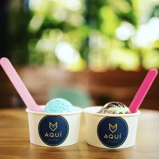 two cups of ice cream