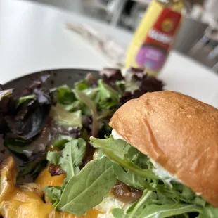 Chicken Sandwich with bacon and fried egg