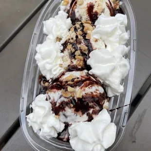 Hot fudge sundae made with gelato