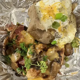 Thursday Night Dinner Special Alice Springs Chicken, loaded baked potato