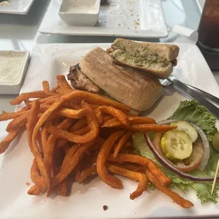 Pesto Chicken Panini with Sweet Potato Fries