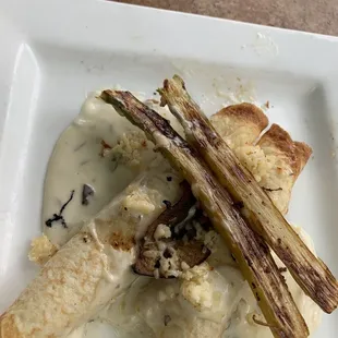 Chicken Crepes with asparagus.