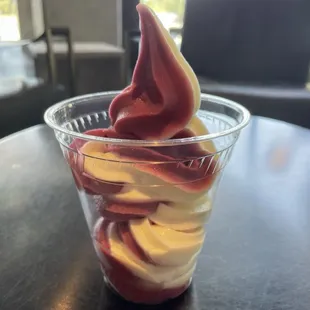 Cherry vanilla swirl soft serve