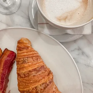 16 oz. Latte Breakfast and croissant