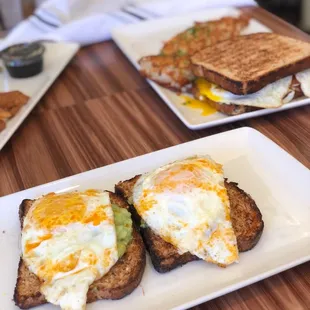 Avocado toast and Breakfast Sandwich