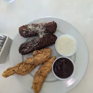 Chicken Tenders and Mozzarella Croquettes