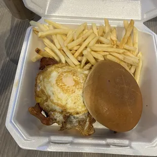 Cheese Burger with a fried egg