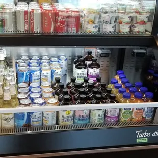 a refrigerator full of drinks