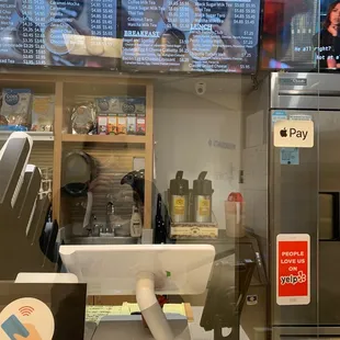 a view of the counter and menus