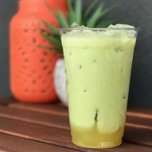 The Pipeline-- Matcha Green Tea layered over pineapple with a hint of sweet coconut