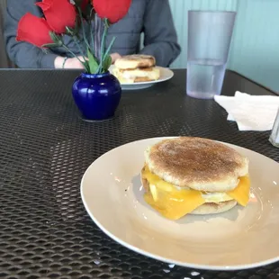 I got an egg and cheddar cheese and my boyfriend got egg with bacon with swiss