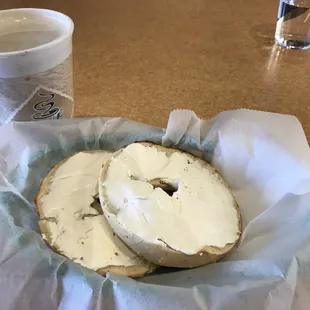 Bagel and vanilla latte