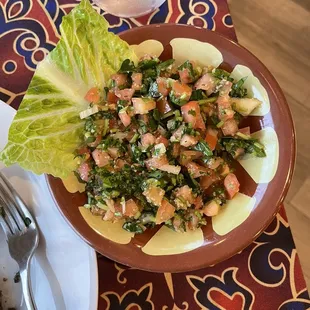 Tabbouleh (Tomato, parsley, onion, bulgur wheat, lemon and olive oil)