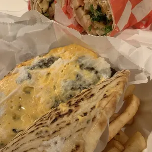 Sojok pita burger and the Lebanese papa pita wrap.