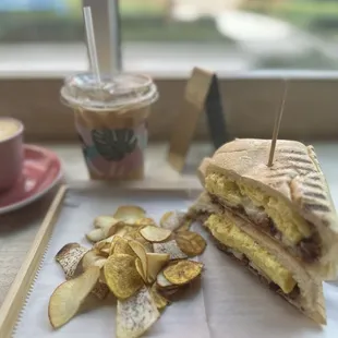 Hearsay sandwich with bacon and Swiss cheese