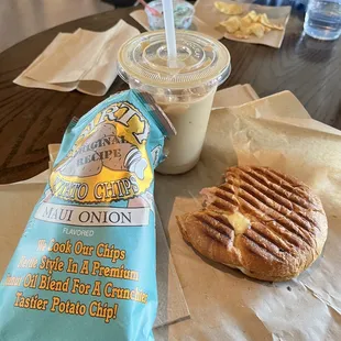 a sandwich and a drink