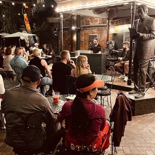 The band playing and fun atmosphere