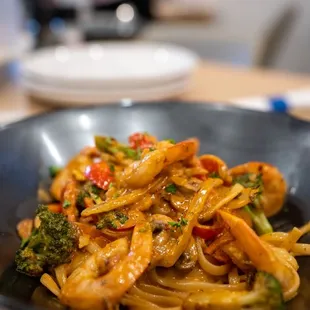 Belen vegetable pasta with shrimp