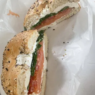 Lox and Salmon Bagel