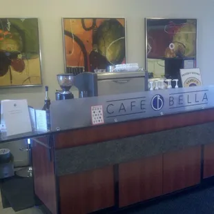 Cafe Bella friendly and warm with great coffee and food.
