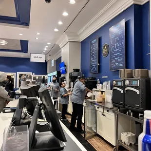 people working at the counter