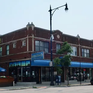 Corner storefront.