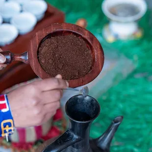 Ethiopian Traditional Coffee Ceremony is held at our cafe once a month. You can also book a private event at your home or business places.