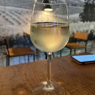 a glass of white wine