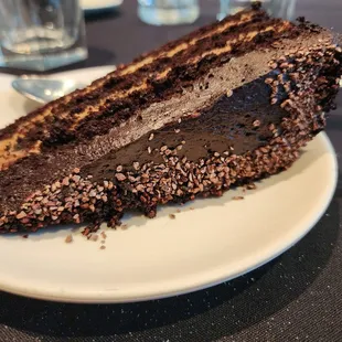 Soft and sweet chocolate cake, there&apos;s a bit of coffee mixed in to balance the sweetness. Heavenly
