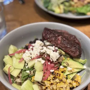Grain and veggies bowl w/steak and feta added