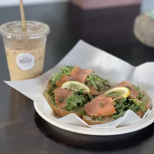 Salmon toast and horchata cold brew. Breakfast of champions.