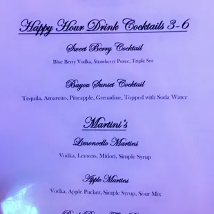 Happy Hour Menu