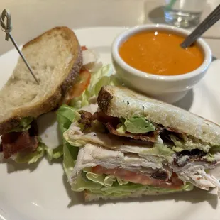 Turkey club and tomato soup