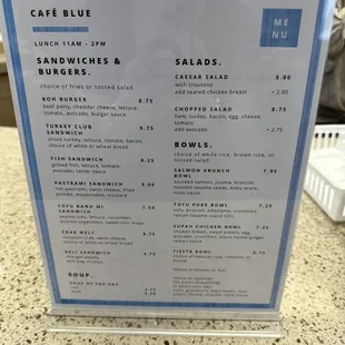 Photo of the current menu