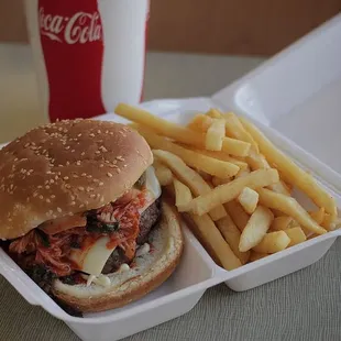 Kim Chee Mushroom Swiss Burger