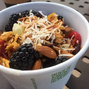 a bowl of fruit and nuts