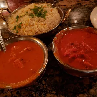 Chicken tikka masala (left) and butter chicken (right) - I really needed to see if there actually was a difference, so I ordered both!