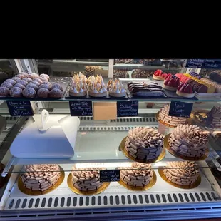 a variety of pastries on display