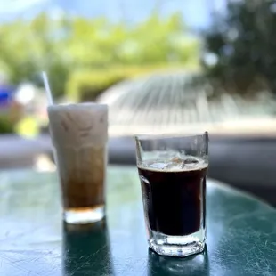 Latte and iced espresso