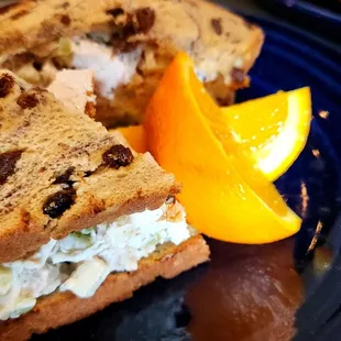 Chicken salad on raisin bread