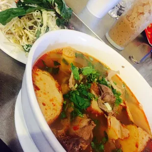 Bun Bo hue (spicy beef noodle soup) was extra yummy today