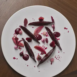 beet ravioli, sheep ricotta, pine nut, preserved lemon
