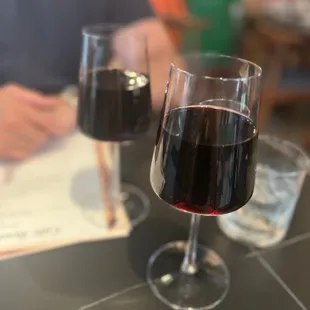 Two glasses of &quot;train wreck&quot; Cabernet (9 oz pour)