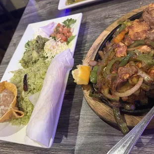 The fajita sides... cilantro rice was tasty!