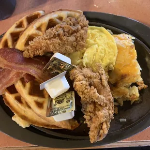 Chicken and bacon and waffles  (4/5 stars but great serving size)