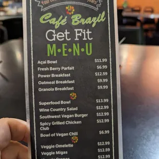 a menu for a restaurant